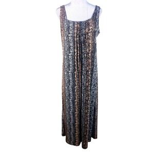 Glamour Maxi Dress Womens 14 Brown Black New Snakeskin Print Sleeveless 554P756L